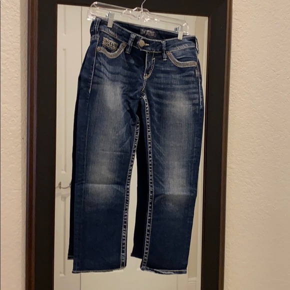 EUC silver jeans. Capri. - Picture 1 of 4